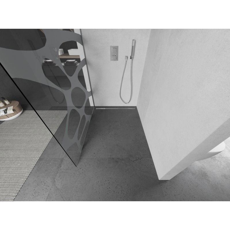 Mexen Kioto L douchewand Walk-in 70 x 200 cm, witte golf, chroom - 800-070-103-01-97