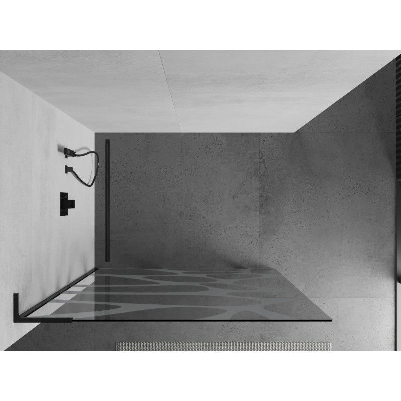 Mexen Kioto L Duschwand Walk-in 120 x 200 cm, weiße Welle, schwarz - 800-120-103-70-97