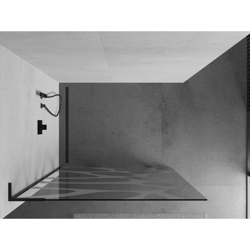 Mexen Kioto L parete doccia Walk-in 120 x 200 cm, onda bianca, nero - 800-120-103-70-97