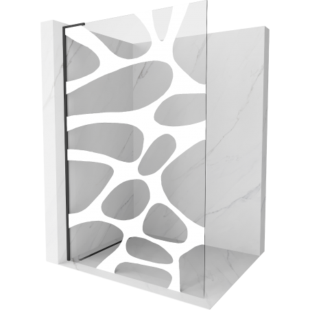 Mexen Kioto L Duschwand Walk-in 120 x 200 cm, weiße Welle, schwarz - 800-120-103-70-97