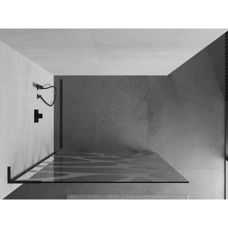 Mexen Kioto L ścianka prysznicowa Walk-in 100 x 200 cm, biała fala, czarna - 800-100-103-70-97