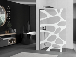 Mexen Kioto L ścianka prysznicowa Walk-in 100 x 200 cm, biała fala, czarna - 800-100-103-70-97