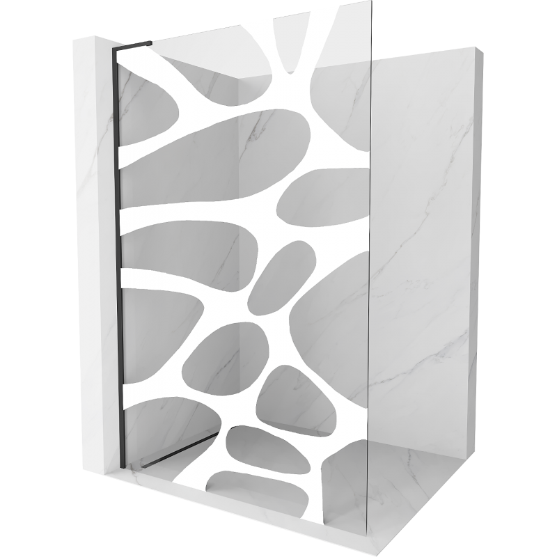 Mexen Kioto L pannello doccia Walk-in 90 x 200 cm, onda bianca, nero - 800-090-103-70-97