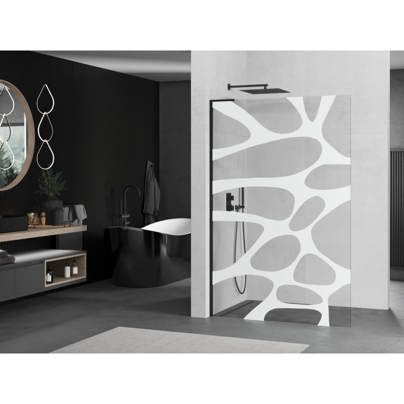 Mexen Kioto L dušisein Walk-in 80 x 200 cm, valge laine, must - 800-080-103-70-97