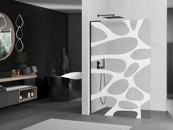 Mexen Kioto L paroi de douche Walk-in 70 x 200 cm, vague blanche, noire - 800-070-103-70-97
