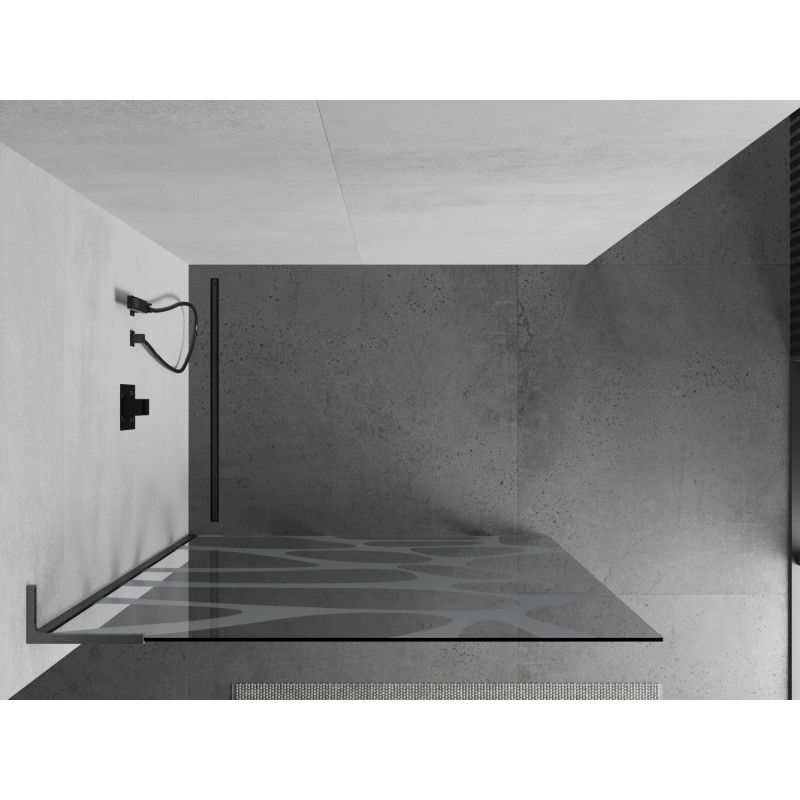 Mexen Kioto L Walk-in-Duschwand 110 x 200 cm, wäiss Welle, gebierstelegt Geeschterggrau - 800-110-103-66-97