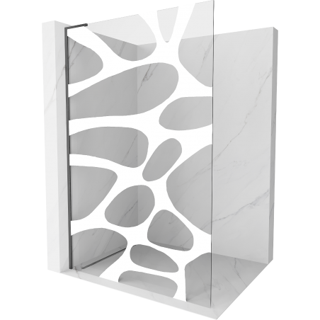 Mexen Kioto L parede de duche Walk-in 100 x 200 cm, onda branca, cinza escovado - 800-100-103-66-97