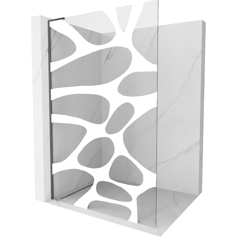 Mexen Kioto L Duschwand Walk-in 70 x 200 cm, weiße Welle, gebürstetes Gun Gray - 800-070-103-66-97