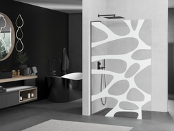 Mexen Kioto L zidni panel za tuš Walk-in 70 x 200 cm, bijeli val, gun siva četkana - 800-070-103-66-97