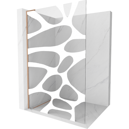 Mexen Kioto L paroi de douche Walk-in 110 x 200 cm, vague blanche, cuivre brossé - 800-110-103-65-97