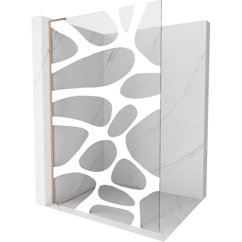 Mexen Kioto L Duschvägg Walk-in 100 x 200 cm, vit våg, borstad koppar - 800-100-103-65-97