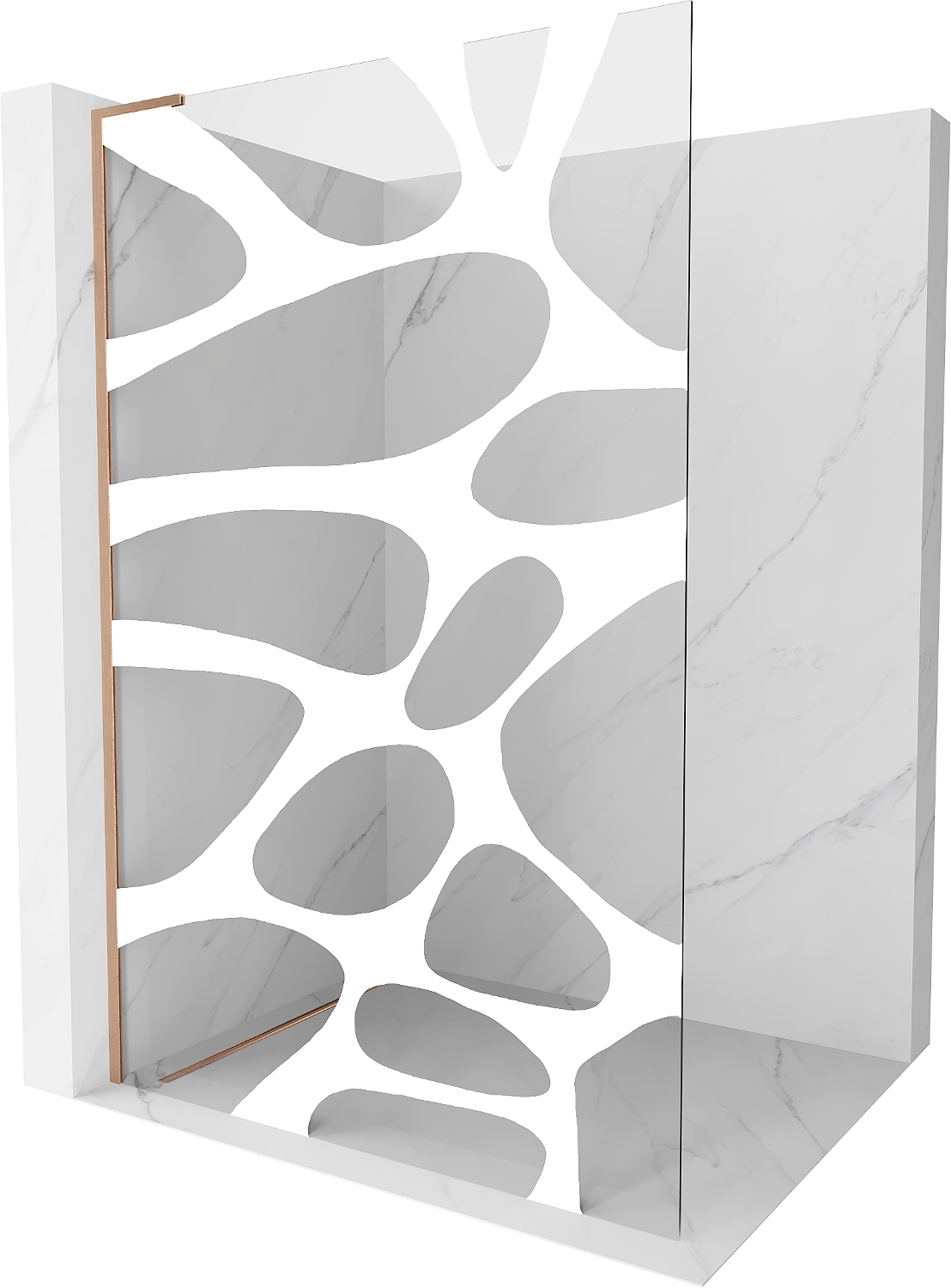 Mexen Kioto L ścianka prysznicowa Walk-in 90 x 200 cm, biały wzór, miedź szczotkowana - 800-090-103-65-85
