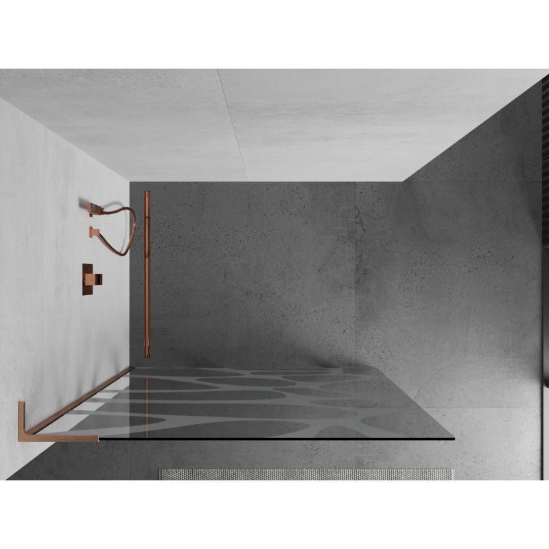 Mexen Kioto L Duschwand Walk-in 70 x 200 cm, weiße Welle, gebürstetes Kupfer - 800-070-103-65-97