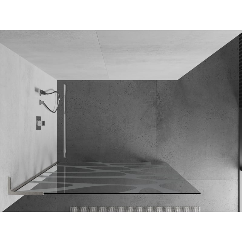 Mexen Kioto L ścianka prysznicowa Walk-in 100 x 200 cm, biała fala, nikiel szczotkowany - 800-100-103-97-97
