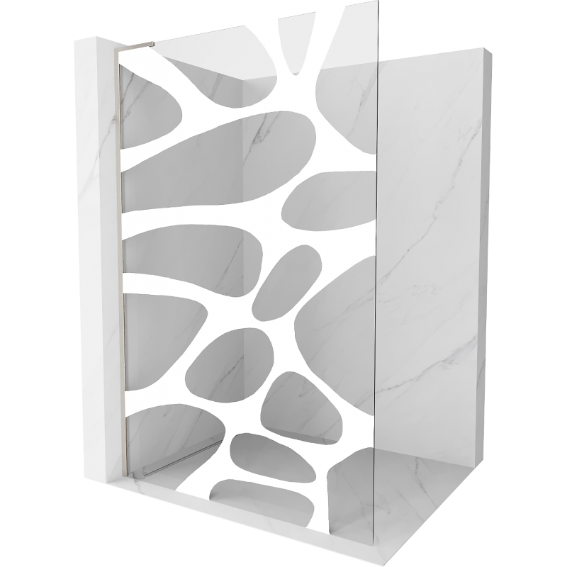 Mexen Kioto L douchewand Walk-in 90 x 200 cm, witte golf, geborsteld nikkel - 800-090-103-97-97