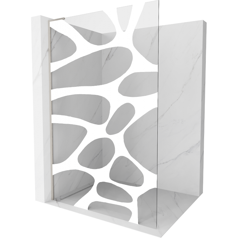Mexen Kioto L Duschwand Walk-in 80 x 200 cm, weiße Welle, gebürsteter Nickel - 800-080-103-97-97