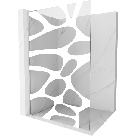 Mexen Kioto L Walk-in Shower Wall 80 x 200 cm, White Wave, Brushed Nickel - 800-080-103-97-97