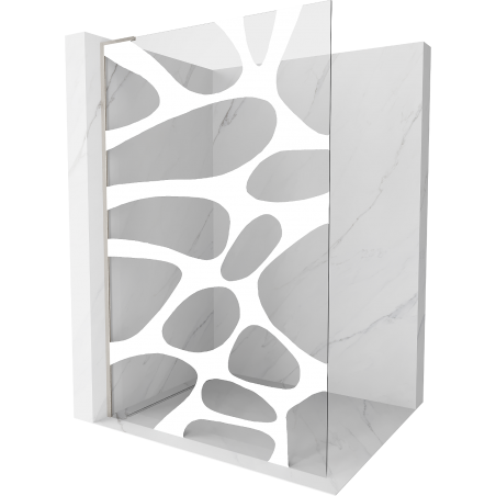 Mexen Kioto L Duschwand Walk-in 70 x 200 cm, weiße Welle, gebürstetes Nickel - 800-070-103-97-97