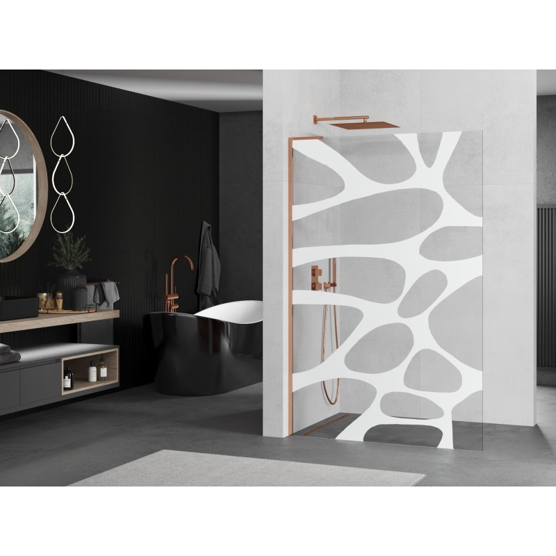 Mexen Kioto L dušisein Walk-in 120 x 200 cm, valge laine, roosa kuld - 800-120-103-60-97