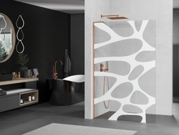Mexen Kioto L Walk-in tuš pregrada 120 x 200 cm, bijeli val, ružičasto zlato - 800-120-103-60-97
