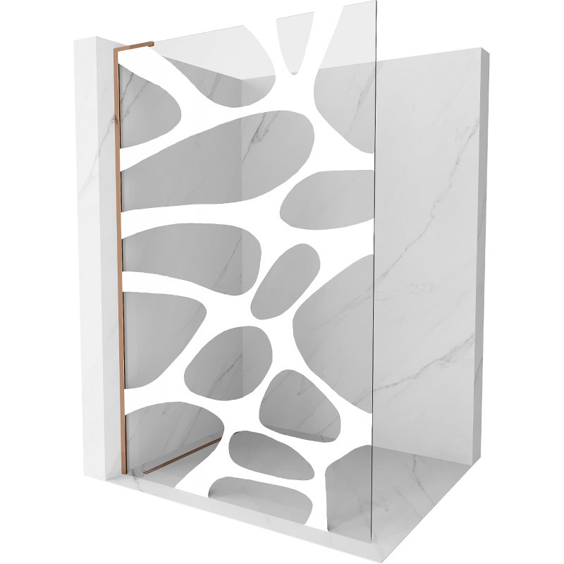 Mexen Kioto L parede de duche Walk-in 120 x 200 cm, onda branca, ouro rosa - 800-120-103-60-97