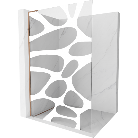 Mexen Kioto L Walk-in Shower Wall 70 x 200 cm, White Wave, Pink Gold - 800-070-103-60-97