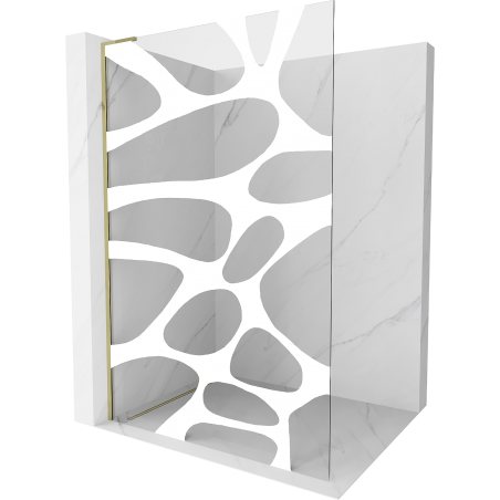 Mexen Kioto L Staklena stijena za tuš Walk-in 100 x 200 cm, bijeli val, zlatna - 800-100-103-50-97