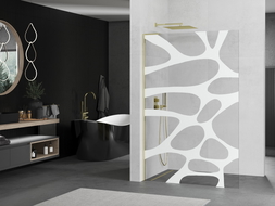 Mexen Kioto L Walk-in tuš stena 90 x 200 cm, bela val, zlata - 800-090-103-50-97
