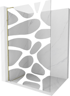 Mexen Kioto L panel de ducha Walk-in 70 x 200 cm, onda blanca, dorado - 800-070-103-50-97