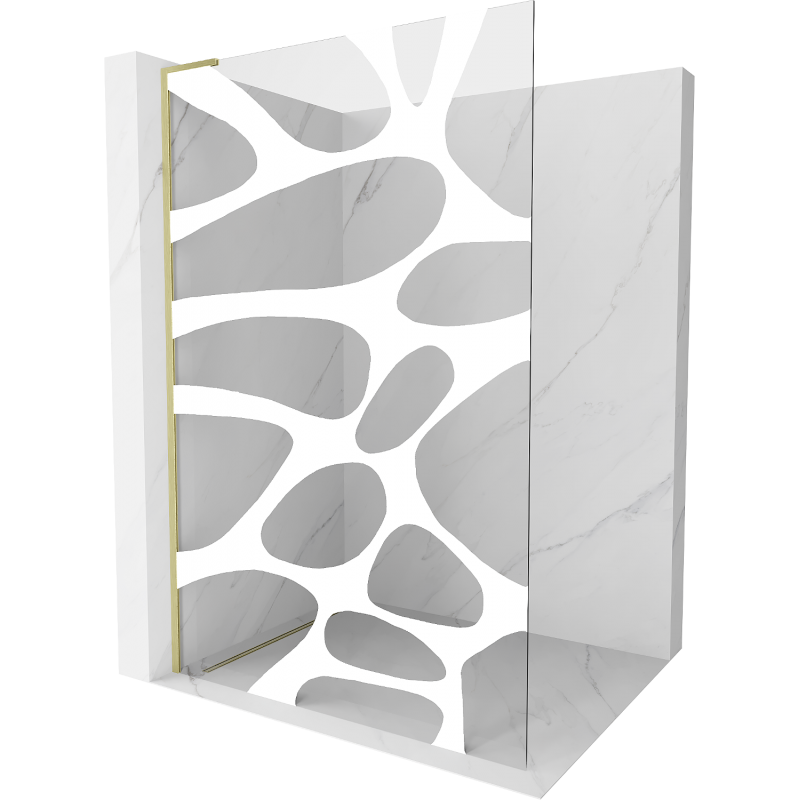 Mexen Kioto L parede de duche Walk-in 120 x 200 cm, onda branca, dourada escovada - 800-120-103-55-97