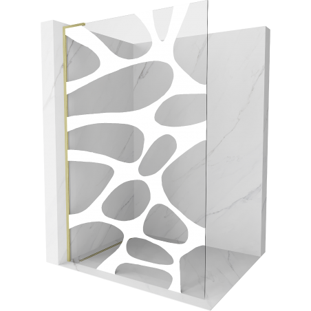 Mexen Kioto L shower wall Walk-in 120 x 200 cm, white wave, brushed gold - 800-120-103-55-97