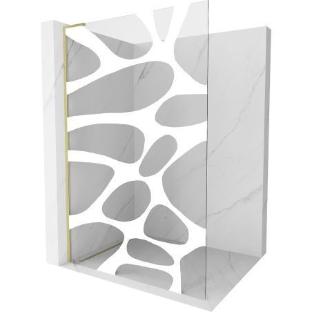 Mexen Kioto L Duschwand Walk-in 110 x 200 cm, weiße Welle, gebürstetes Gold - 800-110-103-55-97