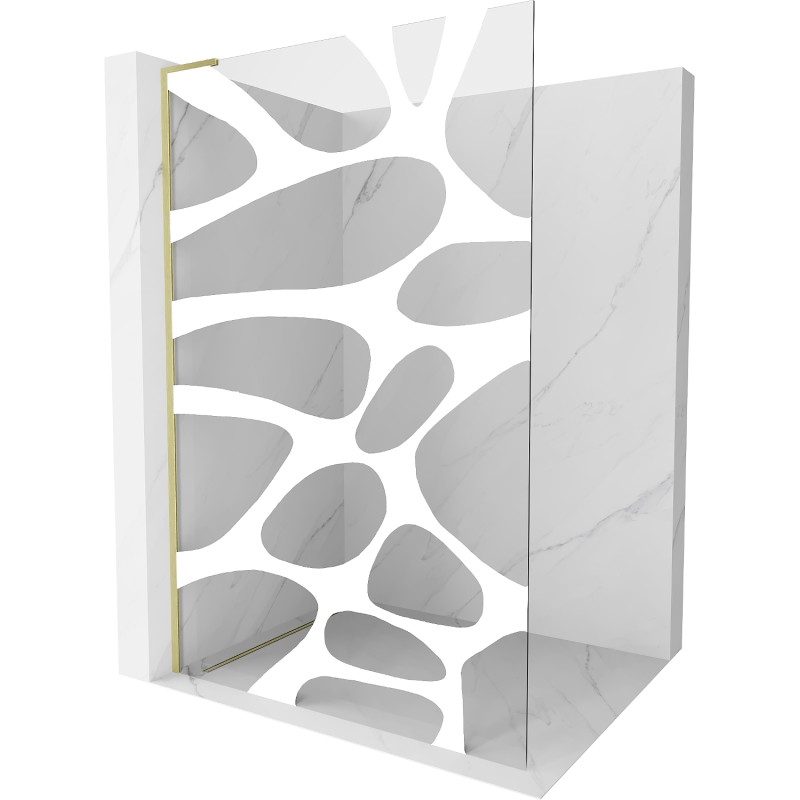 Mexen Kioto L paravan za tuš Walk-in 100 x 200 cm, bijeli val, zlatna četkica - 800-100-103-55-97