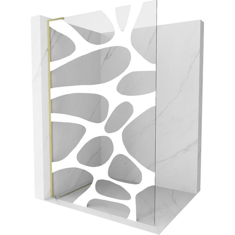 Mexen Kioto L paroi de douche Walk-in 70 x 200 cm, vague blanche, doré brossé - 800-070-103-55-97