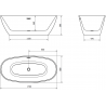 Mexen Eris vrijstaande badkuip 170 x 80 cm, zwart, overloop geborsteld gun gray - 53441708070-66