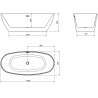 Mexen Eris freistehende Badewanne 180 x 80 cm, weiß, mit Überlauf in roségold - 53441808000-60