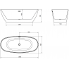 Mexen Eris freistehende Badewanne 180 x 80 cm, weiß/schwarz, Überlaufgold - 53441808075-50