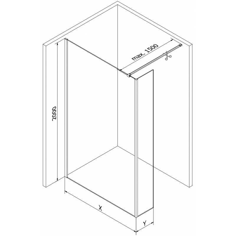 Mexen Kioto ścianka prysznicowa Walk-in 90 x 30 cm, transparent, chrom - 800-090-212-01-00-030