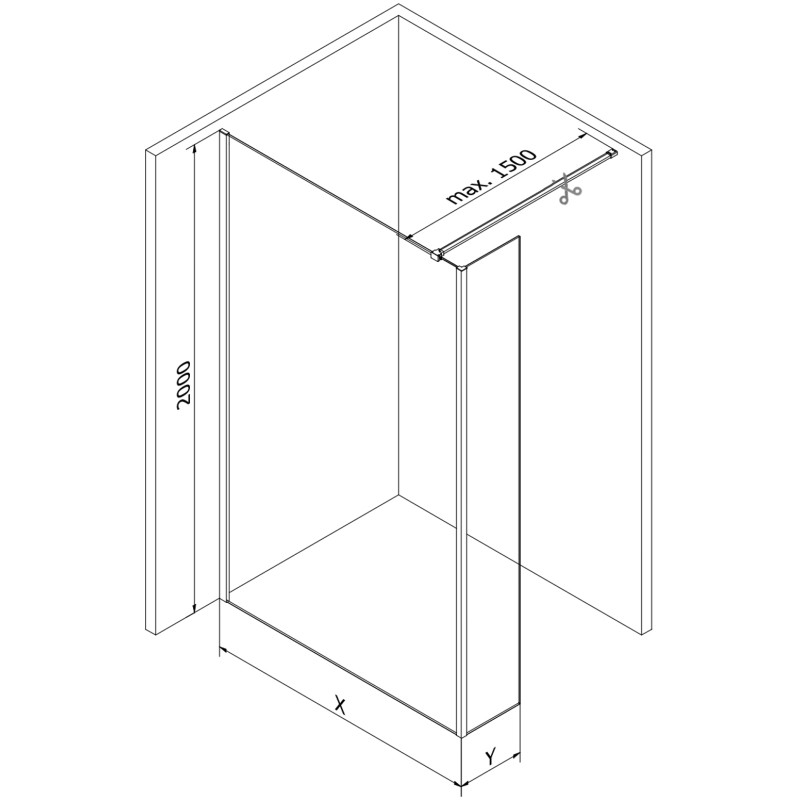 Mexen Kioto dušisein Walk-in 160 x 40 cm, läbipaistev, valge - 800-160-212-20-00-040