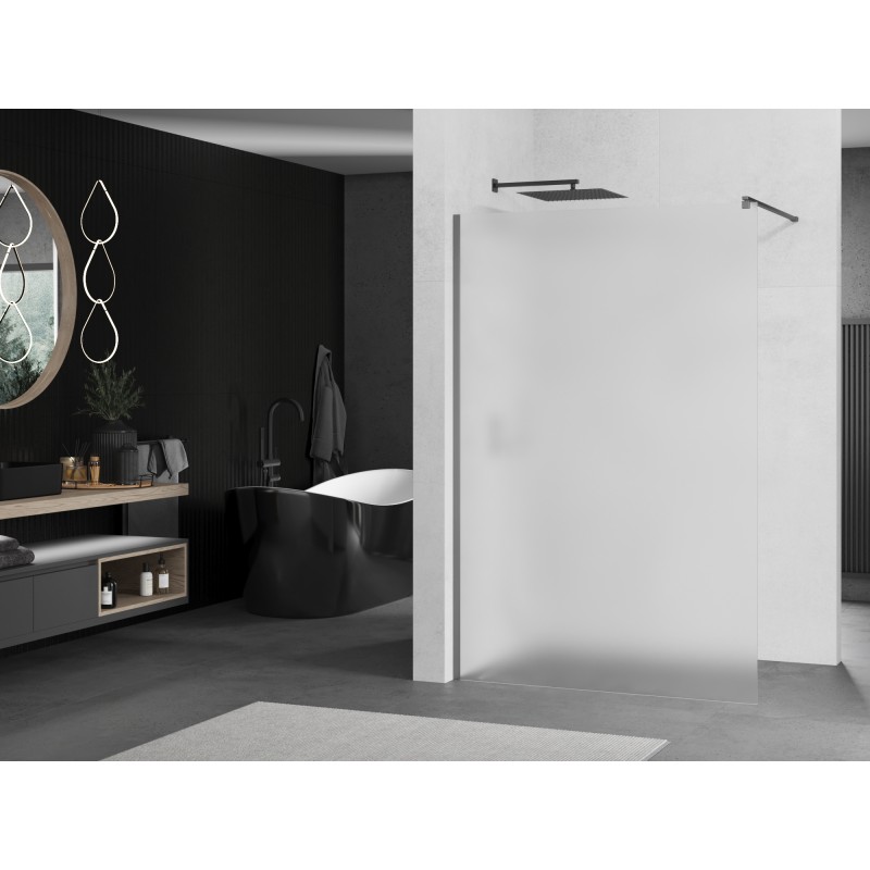 Mexen Kioto ścianka prysznicowa Walk-in 100 x 200 cm, szron 8 mm, gun metal - 800-100-101-95-30
