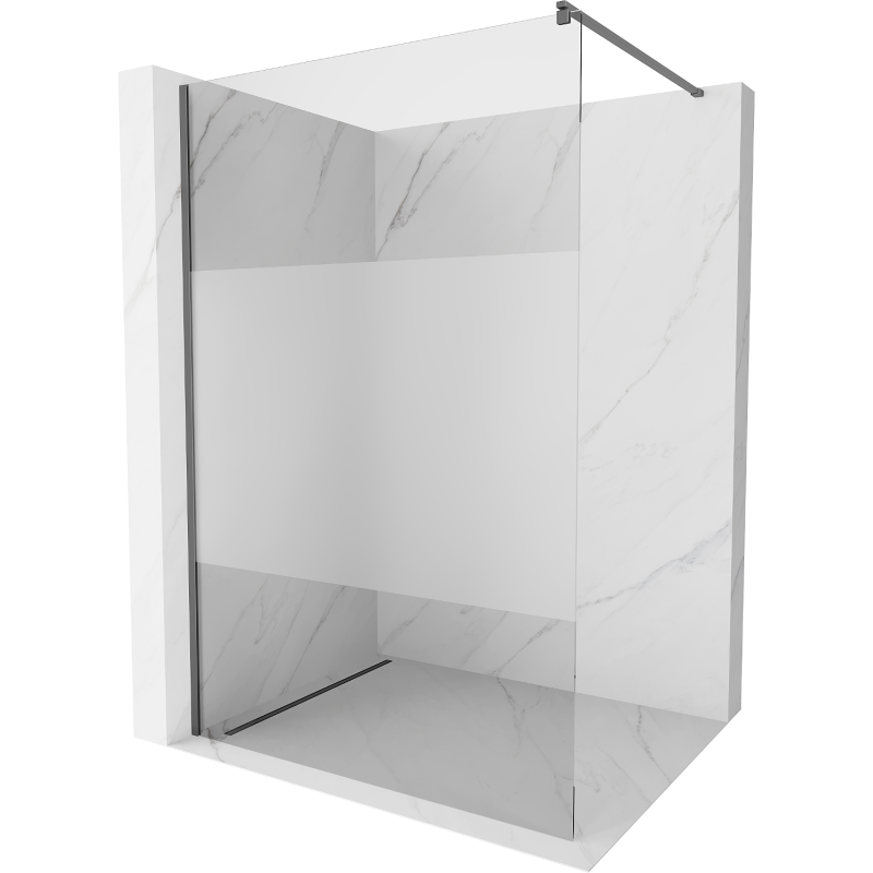 Mexen Kioto Duschwand Walk-in 130 x 200 cm, transparent/Mattglas 8 mm, Gun Metal - 800-130-101-95-35