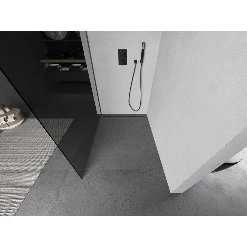 Mexen Kioto parede de duche Walk-in 80 x 200 cm, grafite 8 mm, metal escovado - 800-080-101-95-40