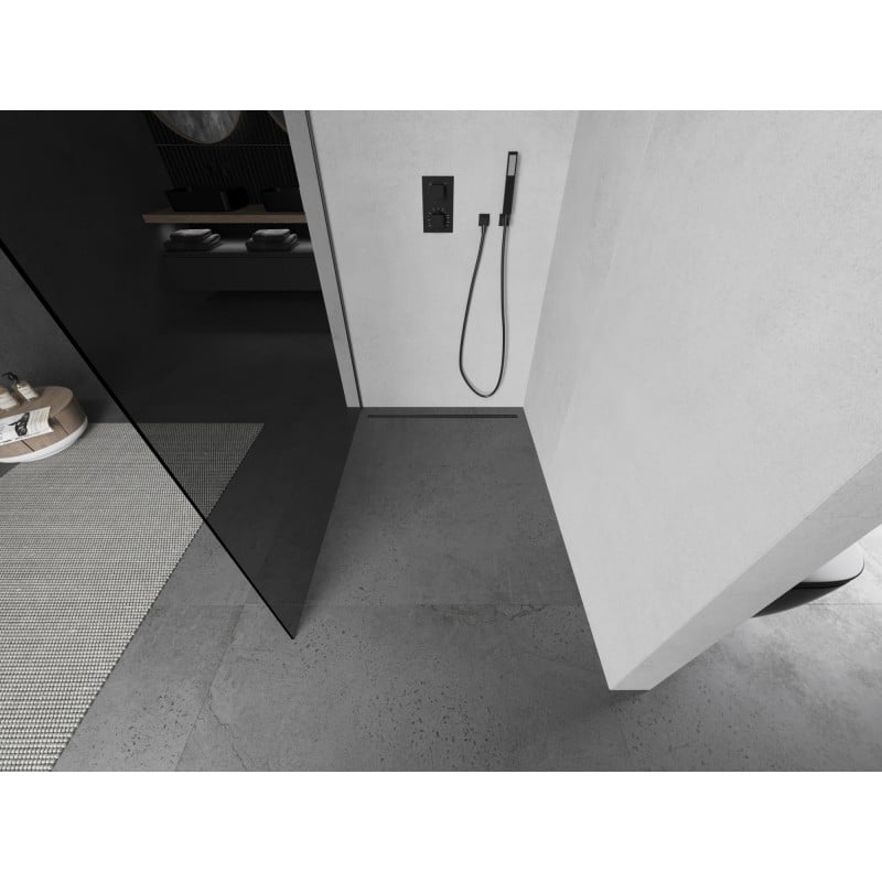 Mexen Kioto duschvägg Walk-in 140 x 200 cm, grafit 8 mm, gun metal - 800-140-101-95-40
