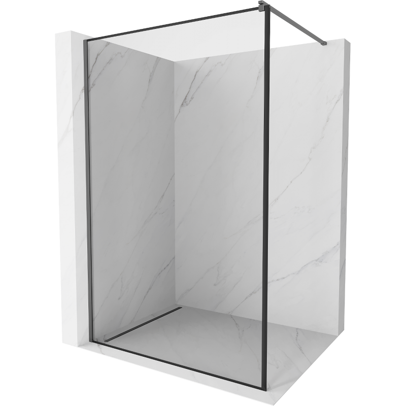 Mexen Kioto paroi de douche Walk-in 100 x 200 cm, motif noir 8 mm, gun metal - 800-100-101-95-70