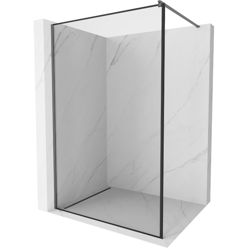 Mexen Kioto parede de chuveiro Walk-in 110 x 200 cm, moldura preta 8 mm, metal gun - 800-110-101-95-70