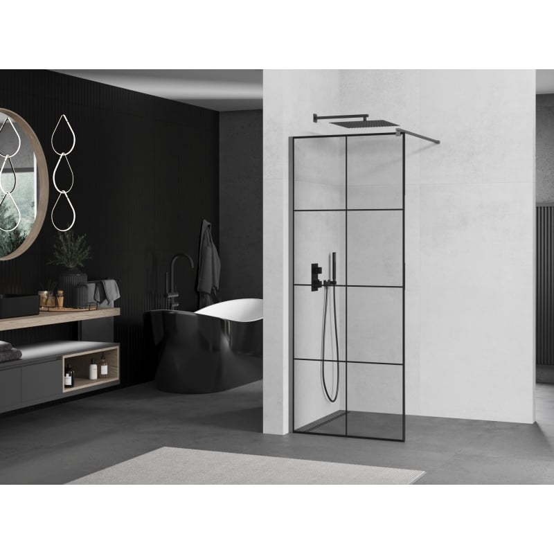 Mexen Kioto dušisein Walk-in 70 x 200 cm, must ruudustik 8 mm, gun metal - 800-070-101-95-77