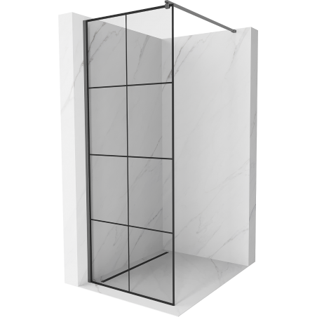 Mexen Kioto paroi de douche Walk-in 80 x 200 cm, motif noir 8 mm, gun metal - 800-080-101-95-77