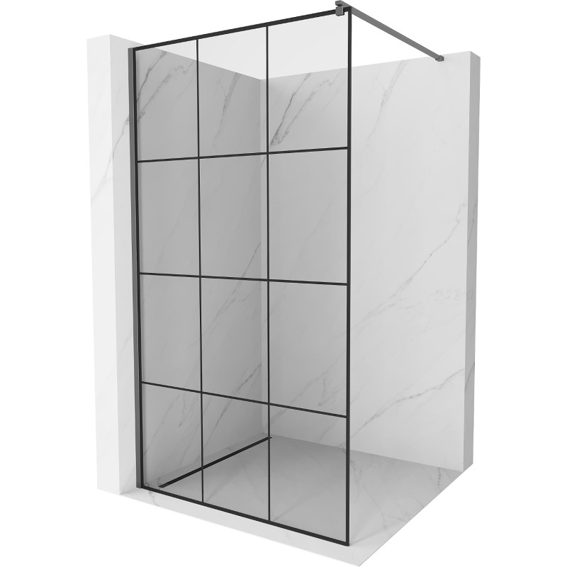 Mexen Kioto dušisein Walk-in 110 x 200 cm, must ruudustik 8 mm, gun metal - 800-110-101-95-77