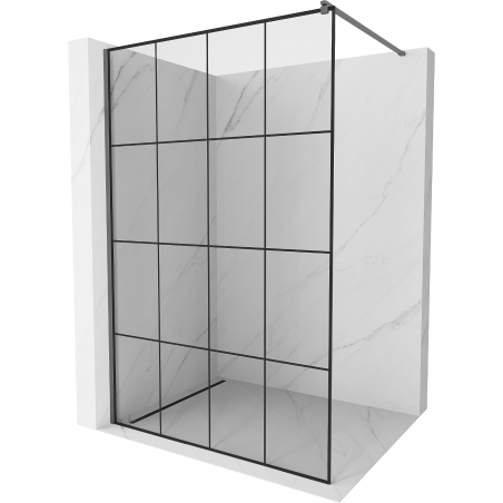 Mexen Kioto parede de duche Walk-in 140 x 200 cm, grade preta 8 mm, metal de arma - 800-140-101-95-77