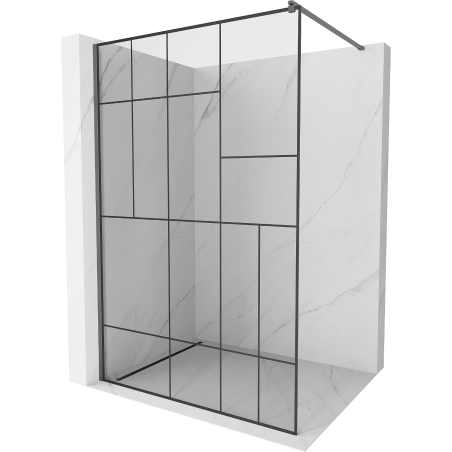 Mexen Kioto Walk-in Shower Wall 100 x 200 cm, Black Pattern 8 mm, Gun Metal - 800-100-101-95-78